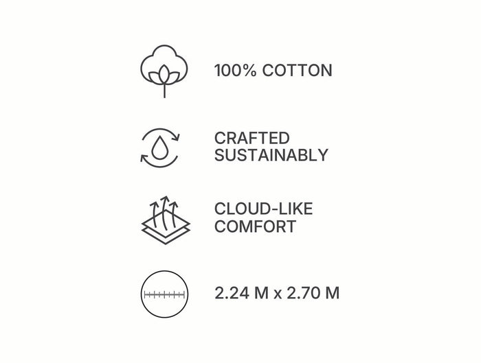 Spaces Aven White Solid 100% Cotton 210 TC Large Bedsheet with 2 Pillow Covers - 108 x 108 Inches