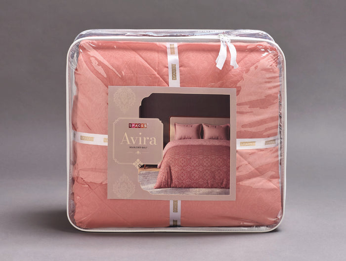 Spaces Avira Dusty Pink Ornate Microfiber Double Quilt - 88 x 106 Inches