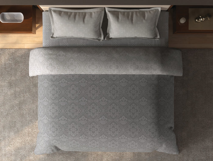 Spaces Avira Silver Lining Ornate Microfiber Double Quilt - 88 x 106 Inches