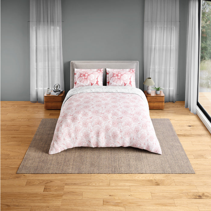 Spaces Fiora 100% Cotton 144 TC Percale Floral Permium Bedding Set, Blush