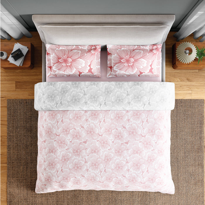 Spaces Fiora 100% Cotton 144 TC Percale Floral Permium Bedding Set, Blush