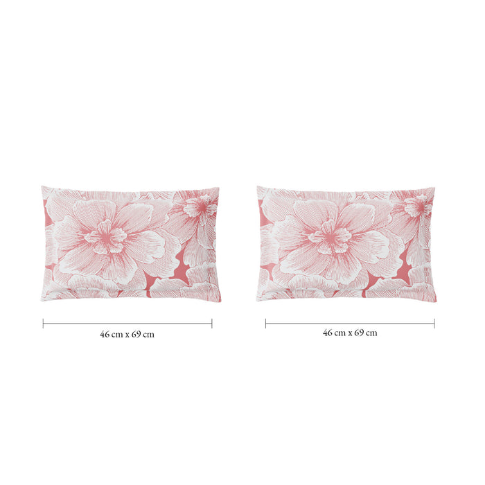 Spaces Fiora 100% Cotton 144 TC Percale Floral Permium Bedding Set, Blush