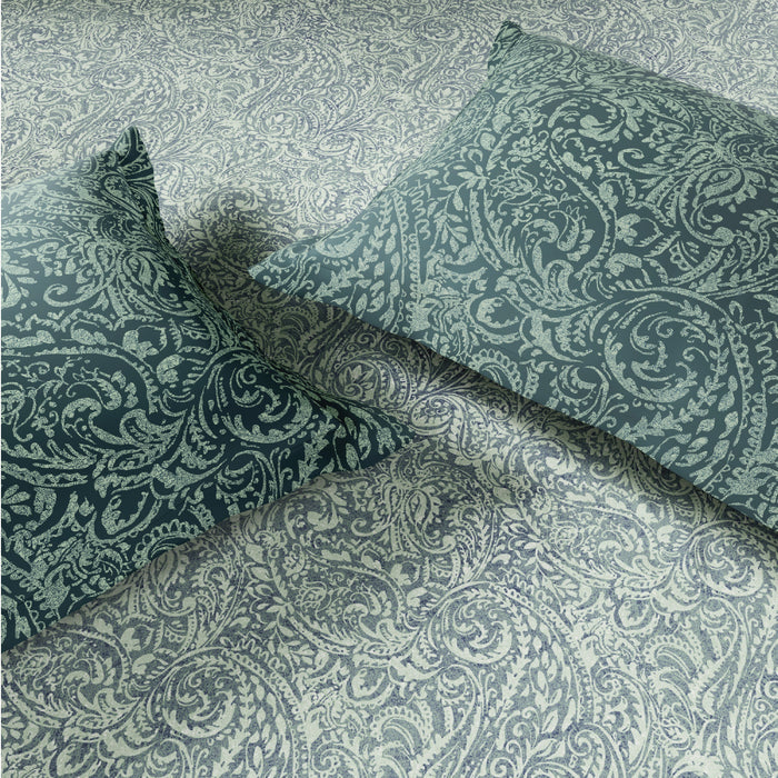 Spaces Fiora 100% Cotton 144 TC Percale Floral Permium Bedding Set, Light Blue
