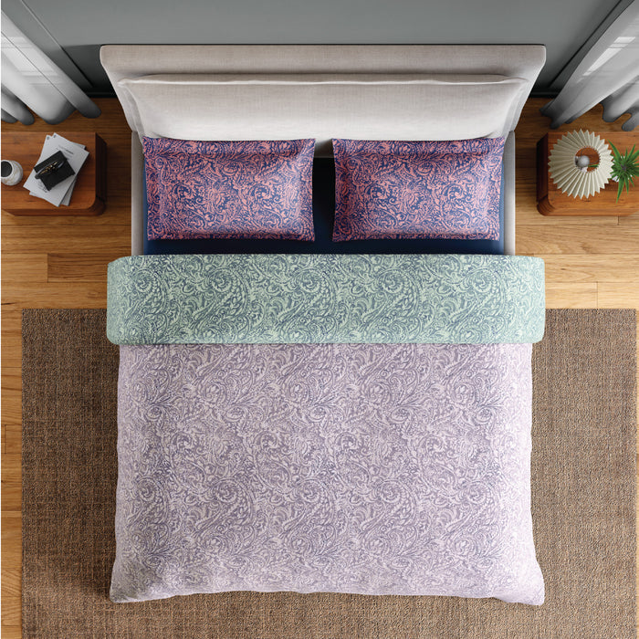 Spaces Fiora 100% Cotton 144 TC Percale Floral Permium Bedding Set, Light Violet