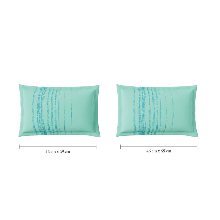 Spaces Fiora 100% Cotton 144 TC Percale Geometric Permium Bedding Set, Aqua