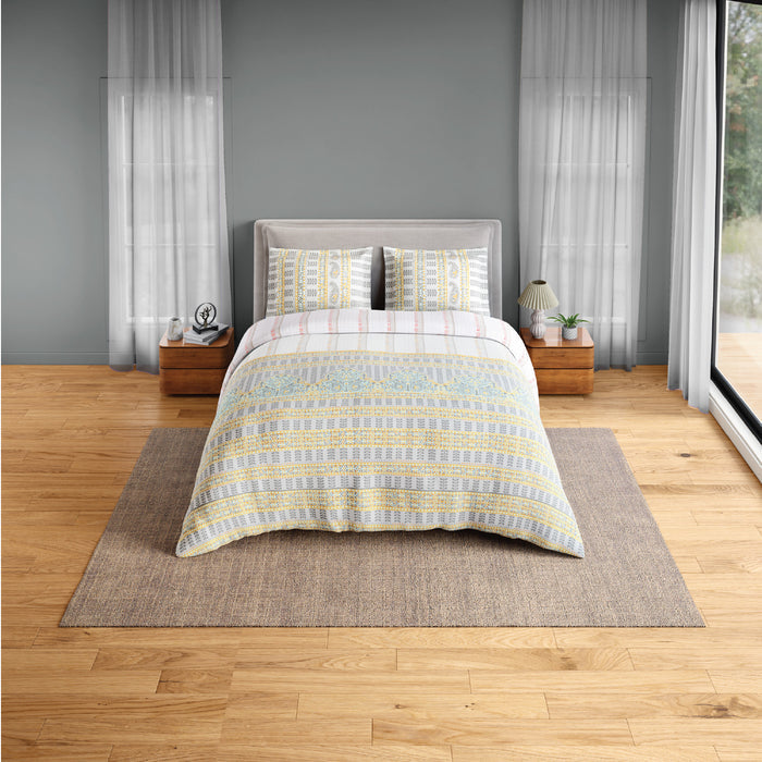 Spaces Fiora 100% Cotton 144 TC Percale Ornate Permium Bedding Set, Light Grey