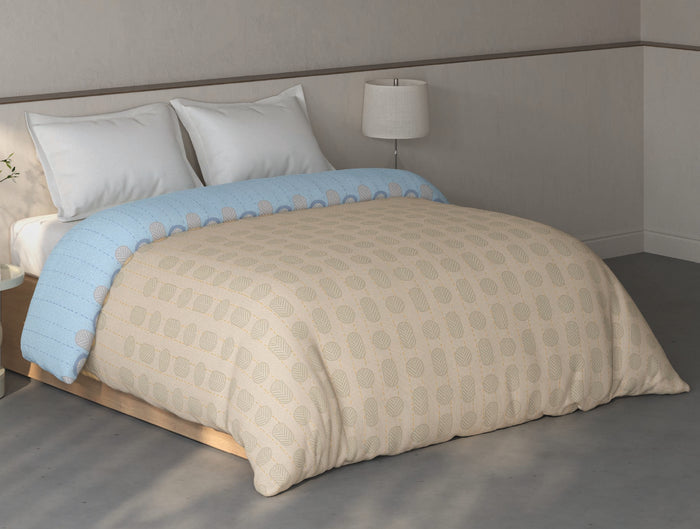Spaces Fiora 100% Cotton Geometric Beige Double Quilt - 88 x 106 Inches