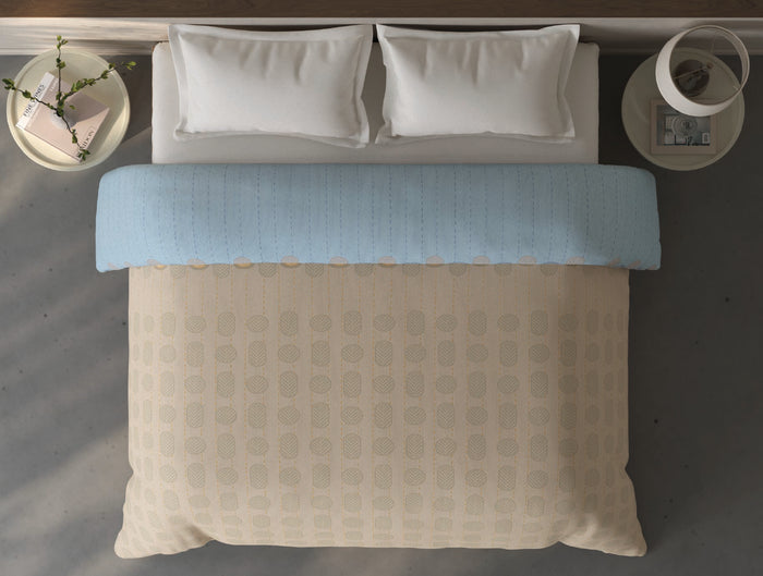 Spaces Fiora 100% Cotton Geometric Beige Double Quilt - 88 x 106 Inches
