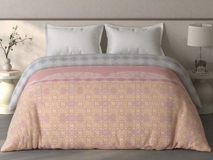 Spaces Fiora 100% Cotton Ornate Blush Double Quilt - 88 x 106 Inches
