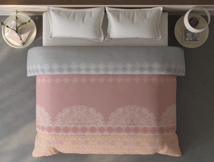 Spaces Fiora 100% Cotton Ornate Blush Double Quilt - 88 x 106 Inches
