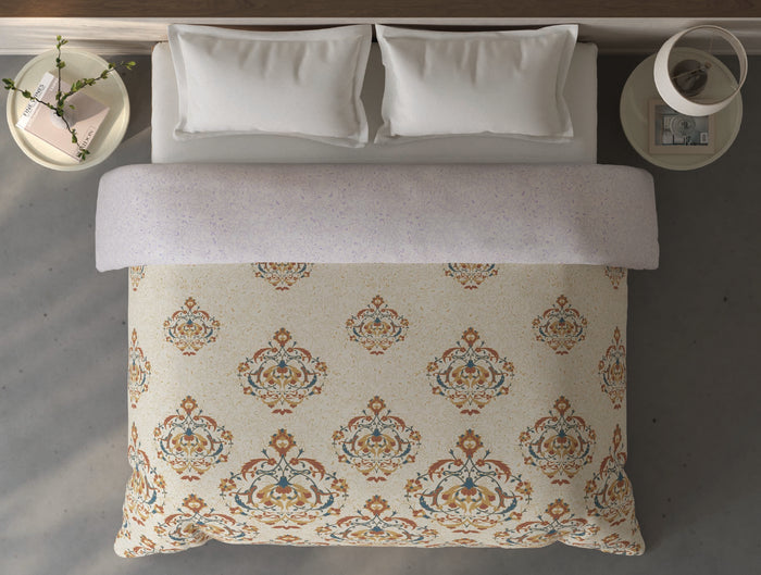 Spaces Fiora 100% Cotton Ornate Cream Double Quilt - 88 x 106 Inches