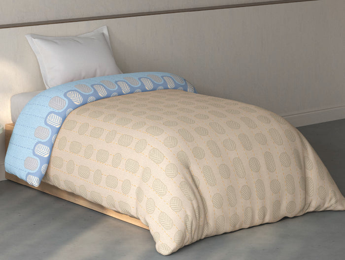 Spaces Fiora Beige Geometric 100% Cotton Single Quilt - 59 x 86 Inches