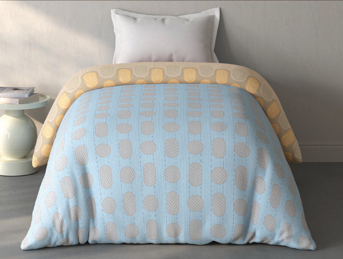 Spaces Fiora Beige Geometric 100% Cotton Single Quilt - 59 x 86 Inches