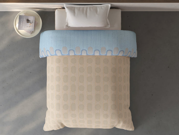 Spaces Fiora Beige Geometric 100% Cotton Single Quilt - 59 x 86 Inches