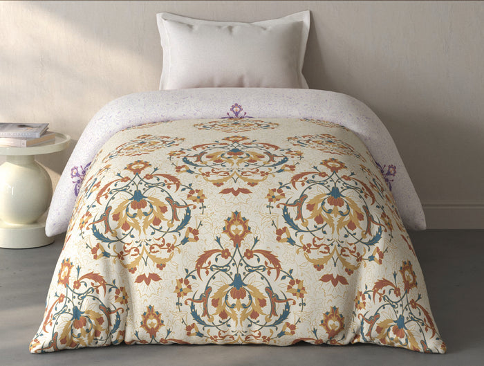 Spaces Fiora Cream Ornate 100% Cotton Single Quilt - 59 x 86 Inches