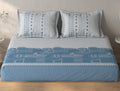 Spaces Fiora Grey Geometric Cotton Queen Fitted Sheet with 2 Pillow Covers - 60 x 78 Inches