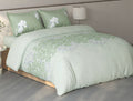 Spaces Fiora Light Aqua Floral 100% Cotton Large Bedsheet with 2 Pillow Covers - 108 x 108 Inches