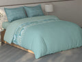 Spaces Fiora Light Green Geometric 100% Cotton Large Bedsheet with 2 Pillow Covers - 108 x 108 Inches