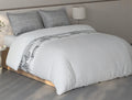 Spaces Fiora Light Grey Geometric 100% Cotton Large Bedsheet with 2 Pillow Covers - 108 x 108 Inches