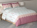 Spaces Fiora Light Grey Ornate 100% Cotton Large Bedsheet with 2 Pillow Covers - 108 x 108 Inches