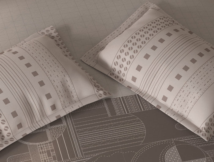 Spaces Fiora Light Taupe Geometric 100% Cotton Bedding Set - 108 x 108 Inches