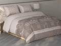 Spaces Fiora Light Taupe Geometric 100% Cotton Large Bedsheet with 2 Pillow Covers - 108 x 108 Inches