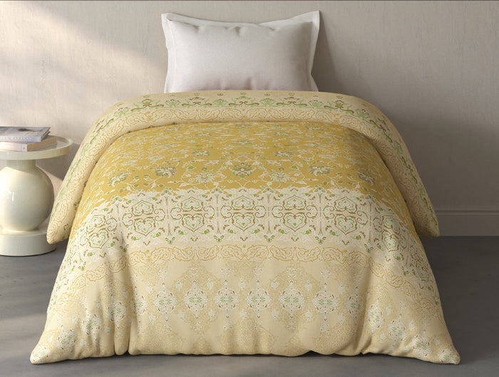 Spaces Fiora Light Yellow Ornate 100% Cotton Single Quilt - 59 x 86 Inches
