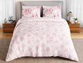 Spaces Flora 100% Cotton 144 TC Percale Floral Double Bedsheet with 2 Pillow Covers, Blush