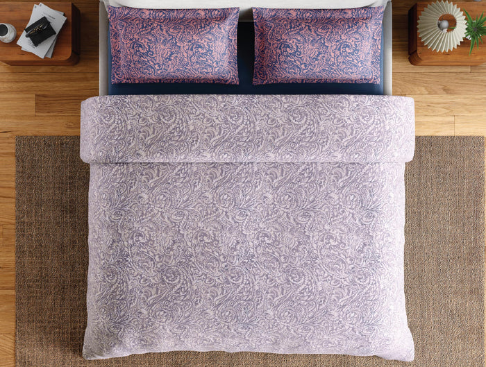 Spaces Flora 100% Cotton 144 TC Percale Floral Double Bedsheet with 2 Pillow Covers, Light Violet