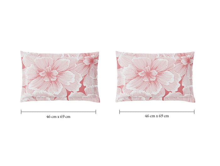 Spaces Flora 100% Cotton 144 TC Percale Floral Double Bedsheet with 2 Pillow Covers, Blush