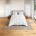 Spaces Flora 100% Cotton 144 TC Percale Floral Fitted King Sheet with 2 Pillow Covers, Light Grey