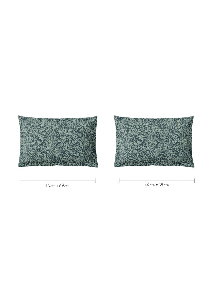 Spaces Flora 100% Cotton 144 TC Percale Floral Single Bedsheet with 1 Pillow Cover, Ice