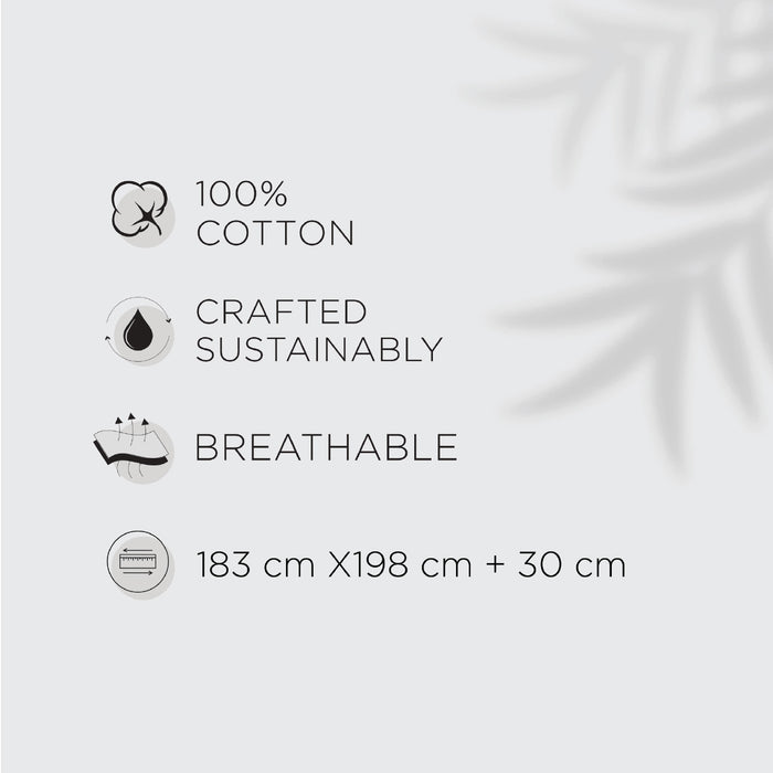 Spaces Flora 100% Cotton 144 TC Percale Geometric Fitted King Sheet with 2 Pillow Covers, Light Yellow