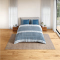Spaces Flora 100% Cotton 144 TC Percale Geometric Fitted Queen Sheet with 2 Pillow Covers, Dark Blue