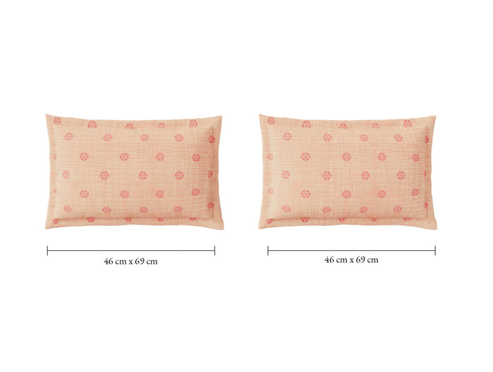 Spaces Flora 100% Cotton 144 TC Percale Ornate Large Bedsheet with 2 Pillow Covers, Light Yellow