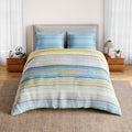 Spaces Geoform 100% Cotton 132 TC Percale Geometric Double Bedsheet with 2 Pillow Covers, Blue