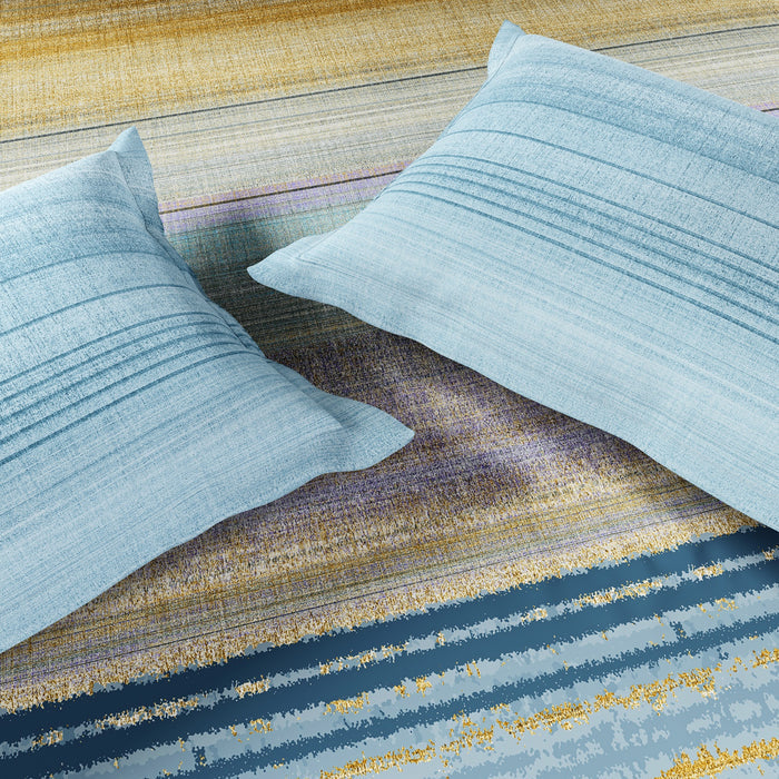 Spaces Geoform 100% Cotton 132 TC Percale Geometric Double Bedsheet with 2 Pillow Covers, Blue
