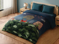 Spaces Gond 100% Cotton 300 TC Abstract Dark Blue Double Quilt - 88 x 106 Inches