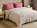 Spaces Gond Cream Geometric 100% Cotton 210 TC Large Bedsheet with 2 Pillow Covers - 108 x 108 Inches