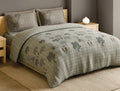 Spaces Gond Light Grey Abstract 100% Cotton 210 TC Large Bedsheet with 2 Pillow Covers - 108 x 108 Inches