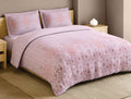 Spaces Kasuti Light Pink Geometric 100% Cotton 210 TC Large Bedsheet with 2 Pillow Covers - 108 x 108 Inches