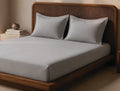 Spaces Linen Grey Solid 100% Linen 130 TC Large Bedsheet with 2 Pillow Covers - 108 x 108 Inches