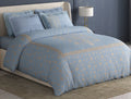 Spaces Meraki Airy Blue 100% Cotton 300 TC Floral Premium Large Bedsheet with 4 Pillow Covers - 108 x 108 Inches