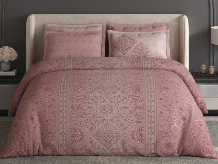 Spaces Meraki Blush 100% Cotton 300 TC Floral Premium Large Bedsheet with 4 Pillow Covers - 108 x 108 Inches