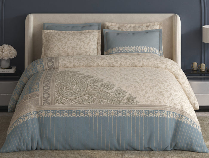 Spaces Meraki Cream 100% Cotton 300 TC Floral Premium Large Bedsheet with 4 Pillow Covers - 108 x 108 Inches