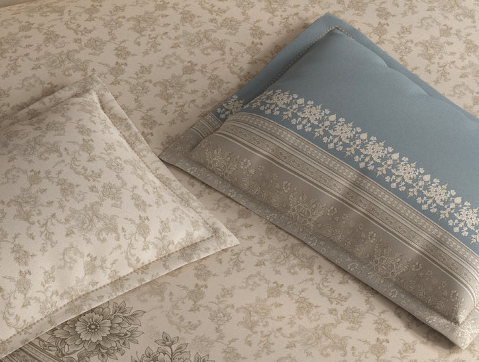 Spaces Meraki Cream 100% Cotton 300 TC Floral Premium Large Bedsheet with 4 Pillow Covers - 108 x 108 Inches