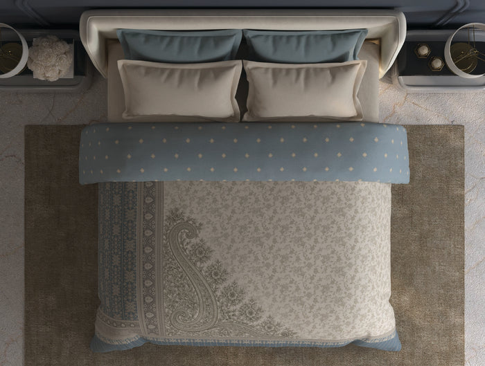 Spaces Meraki Cream Floral 100% Cotton 300 TC Double Quilt - 88 x 106 Inches