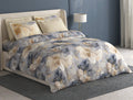 Spaces Meraki Harbor Mist 100% Cotton 300 TC Floral Premium Large Bedsheet with 4 Pillow Covers - 108 x 108 Inches
