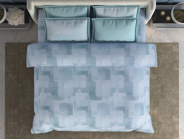 Spaces Meraki Light Blue 100% Cotton 300 TC Abstract Premium Large Bedsheet with 4 Pillow Covers - 108 x 108 Inches