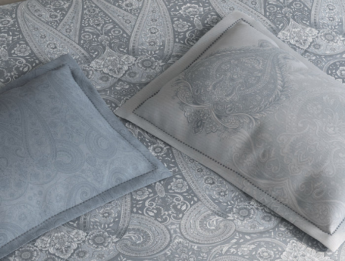 Spaces Meraki Light Grey 100% Cotton 300 TC Floral Premium Large Bedsheet with 4 Pillow Covers - 108 x 108 Inches